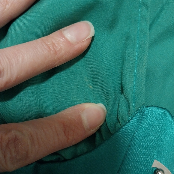 Unique piece! Green silk top with built in corset - Picture 5 of 5